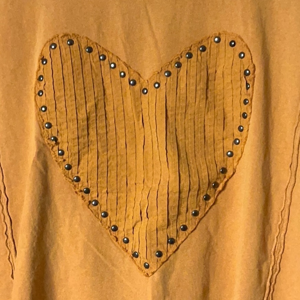 Easel Apricot Studded Heart Long Sleeve Top - Picture 2 of 10